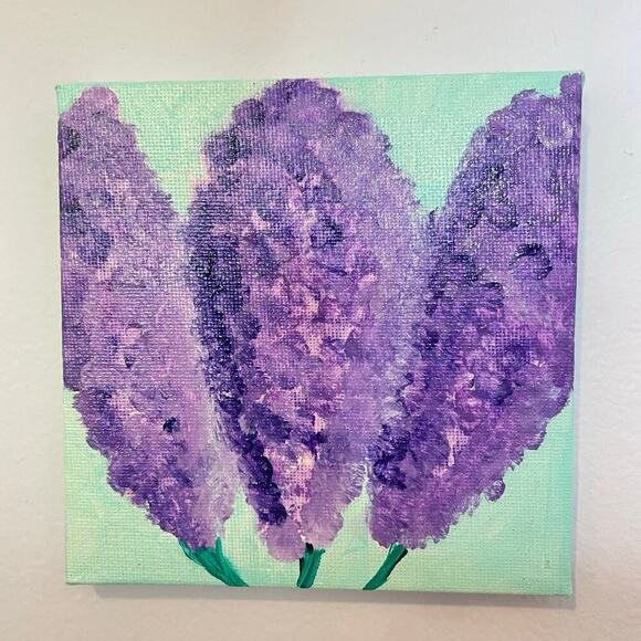 Hand Crafted Other - Handmade acrylic painting purple flowers lilacs